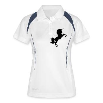 Wildes Einhorn - Frauen Polo atmungsaktiv - Weiß/Navy - Vorne