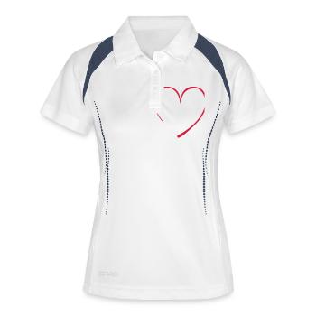 contour_coeur - Polo respirant Femme - blanc/marine - Devant