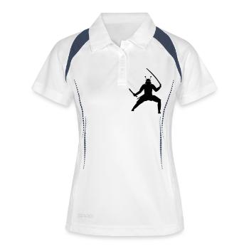 Samurai - Frauen Polo atmungsaktiv - Weiß/Navy - Vorne