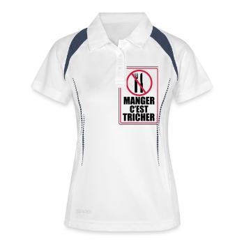 Manger c'est Tricher - Polo respirant Femme - blanc/marine - Devant