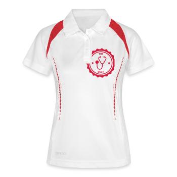 docteur / médecin / hôpital / médecine - Polo respirant Femme - blanc/marine - Devant