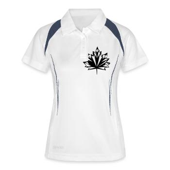 herbst blatt - Frauen Polo atmungsaktiv - Weiß/Navy - Vorne