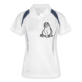 Bande dessinée du sceau - Polo respirant Femme - blanc/marine - Devant