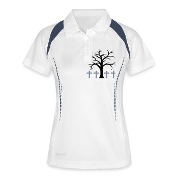Arbre nu Hiver Automne Croix Cimetière d’Halloween - Polo respirant Femme - blanc/marine - Devant