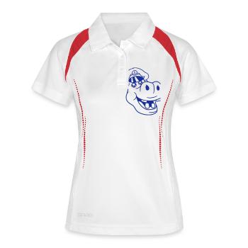 hippopotame capitaine visage drôle mignon dessin animé bande dessinée - Polo respirant Femme - blanc/marine - Devant