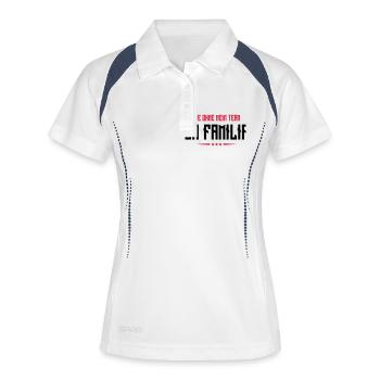 familia nie ohne mein team - Frauen Polo atmungsaktiv - Weiß/Navy - Vorne