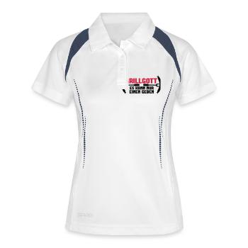Grillgott - es kann nur einen geben - Frauen Polo atmungsaktiv - Weiß/Navy - Vorne