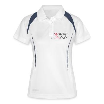 dabbing team figures - Frauen Polo atmungsaktiv - Weiß/Navy - Vorne