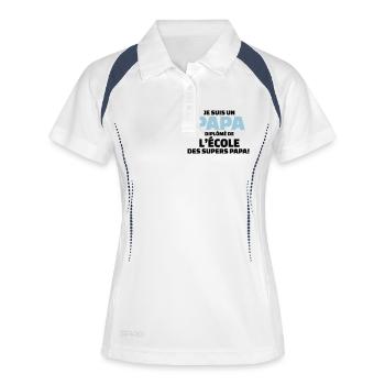papa diplômé de l'école des supers papas - Polo respirant Femme - blanc/marine - Devant