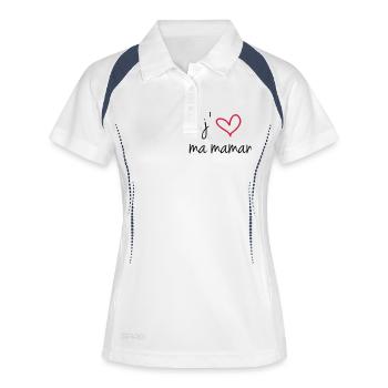 j'aime ma maman - Polo respirant Femme - blanc/marine - Devant