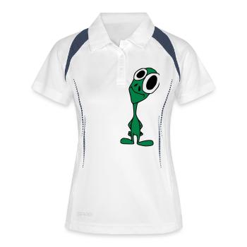 Mr. Alien - Frauen Polo atmungsaktiv - Weiß/Navy - Vorne