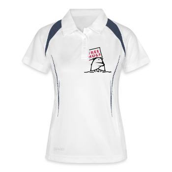 TWEETLERCOOLS - FREE HUGS - Frauen Polo atmungsaktiv - Weiß/Navy - Vorne