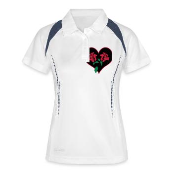 Retro roses tatouage inspiration by Patjila - Polo respirant Femme - blanc/marine - Devant