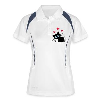chatons de coeur - Polo respirant Femme - blanc/marine - Devant