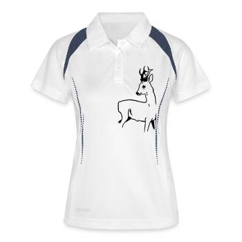 Rehbock - Frauen Polo atmungsaktiv - Weiß/Navy - Vorne