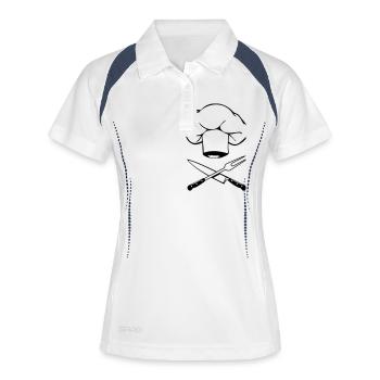 cuisinier design couteau fourchette de chapeau de - Polo respirant Femme - blanc/marine - Devant