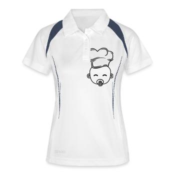 kochtopf koch essen hunger lecker grillen schürze - Frauen Polo atmungsaktiv - Weiß/Navy - Vorne