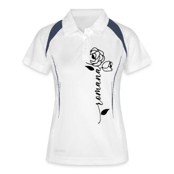 Romana Nom Prénom Nom Fleur - Polo respirant Femme - blanc/marine - Devant