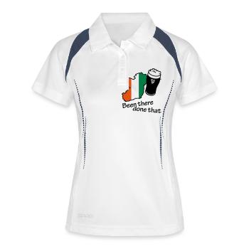 irland_shirt - Frauen Polo atmungsaktiv - Weiß/Navy - Vorne