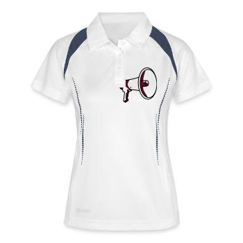 Lautsprecher, eigener Text - Frauen Polo atmungsaktiv - Weiß/Navy - Vorne