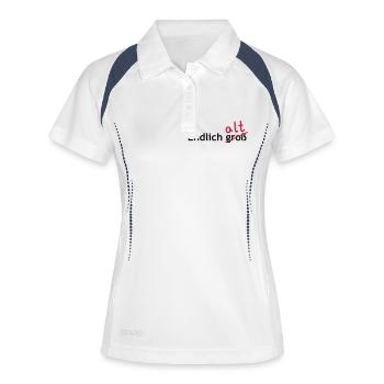 Endlich alt - Frauen Polo atmungsaktiv - Weiß/Navy - Vorne