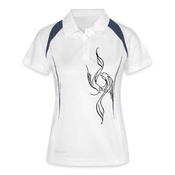 carpe zen - Polo respirant Femme - blanc/marine - Devant