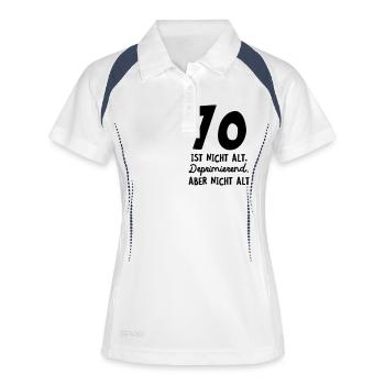 70 Ist Nicht Alt. Deprimieren, Aber Nicht Alt. - Frauen Polo atmungsaktiv - Weiß/Navy - Vorne