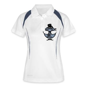 petanque ball smiley mustache glasses - Women's Polo breathable - white/navy - Front
