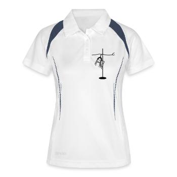 Pole Dance Figur - Frauen Polo atmungsaktiv - Weiß/Navy - Vorne