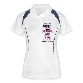 Berlin New York Istanbul Paris London Tokyo - Frauen Polo atmungsaktiv - Weiß/Navy - Vorne