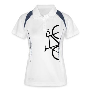 Demi-vélo de course. Cadeau - Polo respirant Femme - blanc/marine - Devant