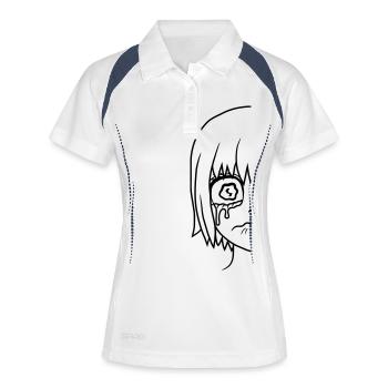 Girl's face half sad - Women's Polo breathable - white/navy - Front
