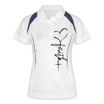 Glaube - Frauen Polo atmungsaktiv - Weiß/Navy - Vorne