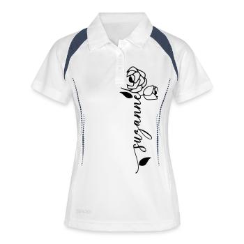 Suzanne Name Vorname Namensblume - Frauen Polo atmungsaktiv - Weiß/Navy - Vorne