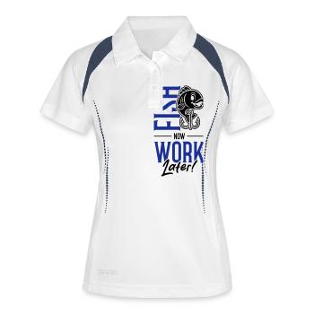 Pêche Dicton Pêche Travail - Polo respirant Femme - blanc/marine - Devant