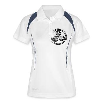 triskelionspiralthreespokedinspiral - Frauen Polo atmungsaktiv - Weiß/Navy - Vorne