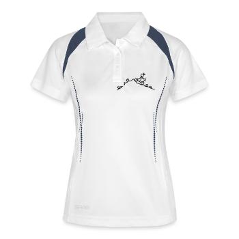 Strichmännchen MTB Rad - Frauen Polo atmungsaktiv - Weiß/Navy - Vorne