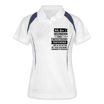 Freundin und super Freund - Frauen Polo atmungsaktiv - Weiß/Navy - Vorne