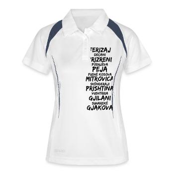 kosova_qytet_v1 - Frauen Polo atmungsaktiv - Weiß/Navy - Vorne