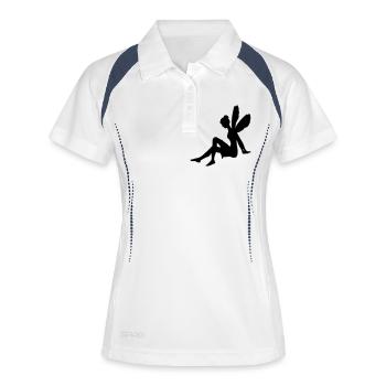 Sitzende Fee - Frauen Polo atmungsaktiv - Weiß/Navy - Vorne