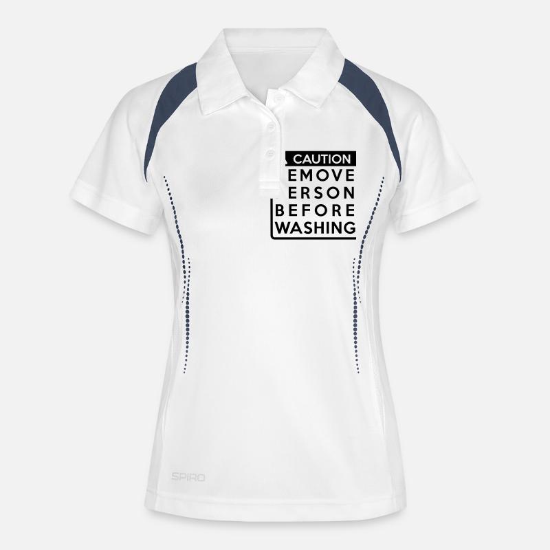 Caution: Remove person before washing - Women's Polo breathable - white/navy