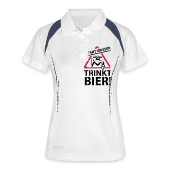 Spart Wasser! - Trinkt Bier! - Frauen Polo atmungsaktiv - Weiß/Navy - Vorne