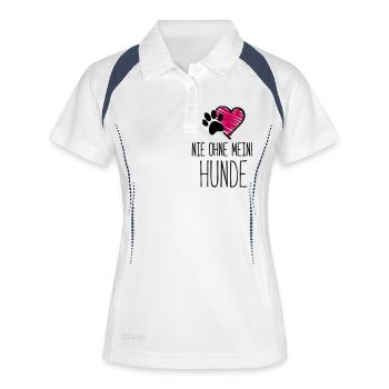 hunde nie ohne herz - Frauen Polo atmungsaktiv - Weiß/Navy - Vorne