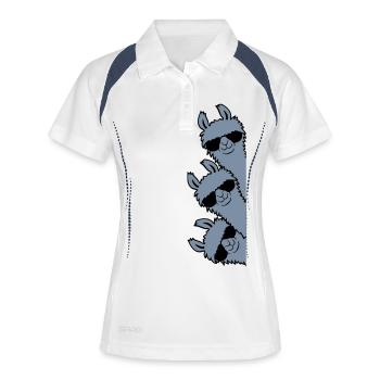 Cool Llamas Team Friends Crew look from the side - Women's Polo breathable - white/navy - Front
