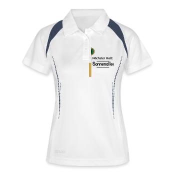 Nächster Halt Sonnenallee - Frauen Polo atmungsaktiv - Weiß/Navy - Vorne