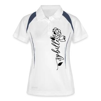 Sybille Name Vorname Namensblume - Frauen Polo atmungsaktiv - Weiß/Navy - Vorne