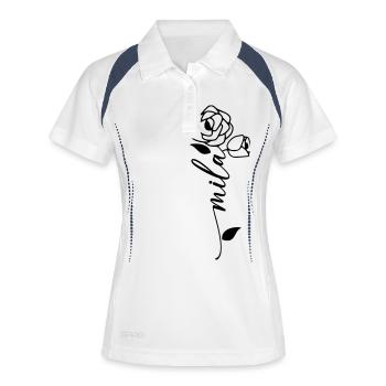 Mila Name Vorname Namensblume - Frauen Polo atmungsaktiv - Weiß/Navy - Vorne