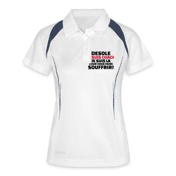 désolé je suis coach...pour vous faire souffrir - Polo respirant Femme - blanc/marine - Devant