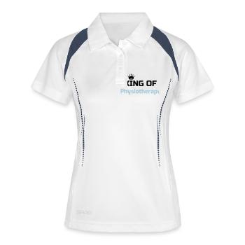 Kinésithérapie / Kiné / Masseur / Docteur - Polo respirant Femme - blanc/marine - Devant