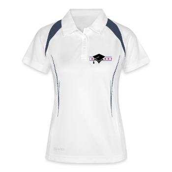 scholar hat / Gelehrtenhut (3c) - Frauen Polo atmungsaktiv - Weiß/Navy - Vorne